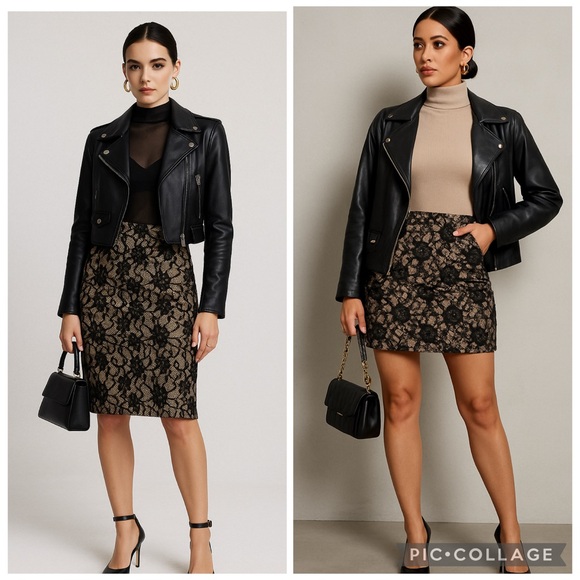 ✨ Black Lace Overlay Pencil Skirt – Elegant & Trendy - Picture 1 of 9